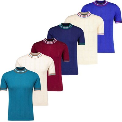 60s MOD HERREN ROLLKRAGEN POINTELLE STRICK T-SHIRT Madcap Retro Pullover MC1041 Wilson