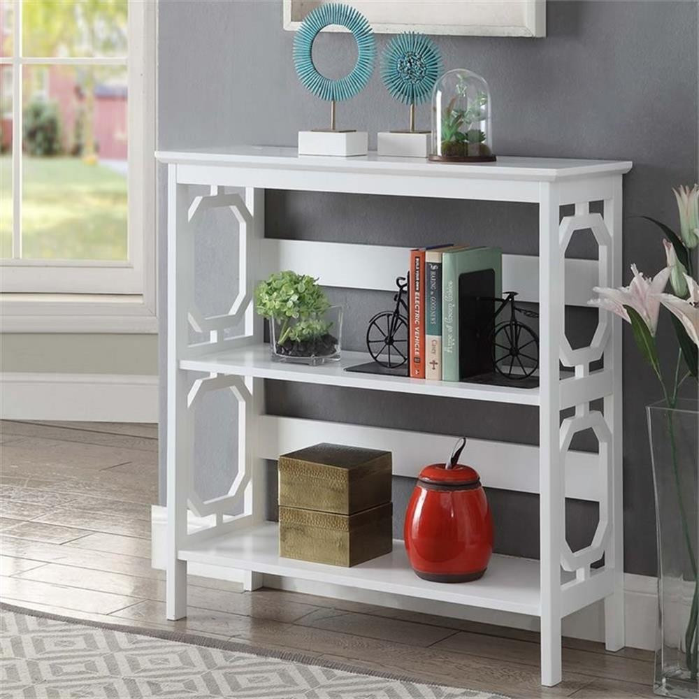 Convenience Concepts Omega Two-Shelf Bookcase in White Wood Finish