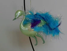 Soffieria De Carlini Peacock Bird Ornament  Gold green Multicolor Feathers