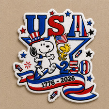 Custom embroidered patch USA 250 Snoopy Woodstock Patriotic Iron-On Patch