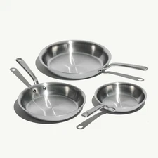 [SALE]- Stainless Clad Frying Pan Set- 3-Piece Set Stainless