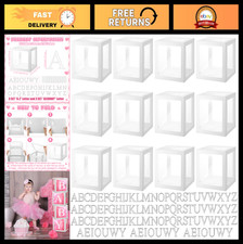 12 Pcs Clear Balloon Boxes with 99 Letters for Baby Shower, Gender Reveal, Party