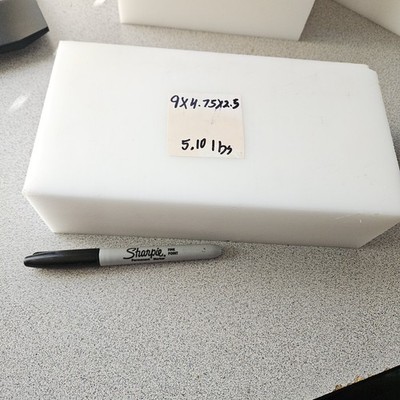 9x4.75x2.5 Large DELRIN Acetal  Block Machinable Plastic White Acetron CNC 5.10