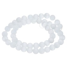 48pcs Frosted White Cat's Eye Stone Beads 8mm Round Crystal Loose Bead