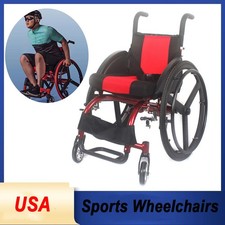 24" Folded Portable Athletic Wheelchair Disabled Trolley Aluminum Alloy 38CM