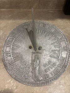Vintage- 11"  Brass Sun Dial By Flora And Fauna Father Time GROW OLD WITH ME