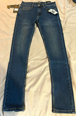 ANOM Mens Slim Fit Jeans Blue Medium Wash Cotton Denim Mid Rise 5-Pocket NWT