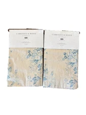 Set Of 4 Cabbages & Roses Curtain Panels 50”x 84” Constance Floral Blue Natural