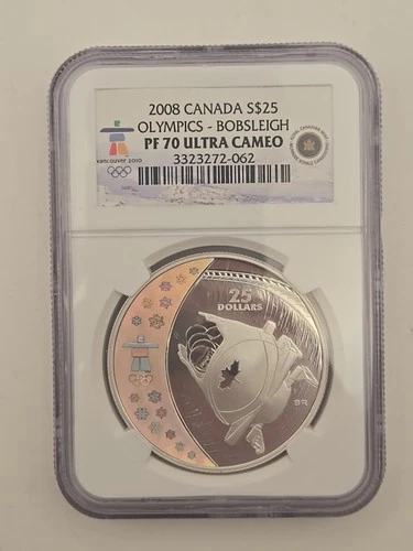 2008 Canada S$25 Silver Bobsleigh NGC PF70 Ultra Cameo