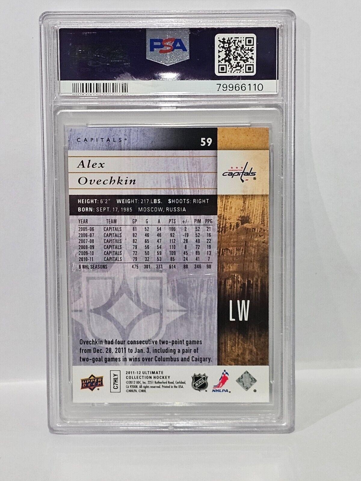 2011 Ultimate Collection Alex Ovechkin Gem Mint 10 #59 Limited Edition view 2
