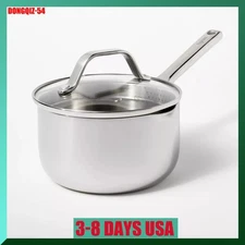 1.5qt Stainless Steel Sauce Pan with Straining Lid Silver - Figmint™