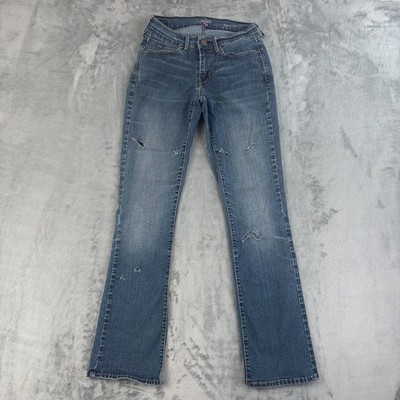 Denizen Levi s Curvy Bootcut Jeans W27 L32 Blau Mid Rise Stretch Distressed