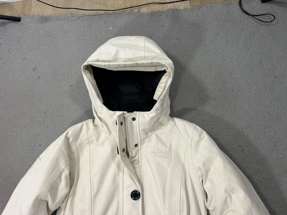 North Face Hyvent вниз парка женщин маленький белый с капюшоном длинный теплый зимнее пальто - Изображение 2 из 4