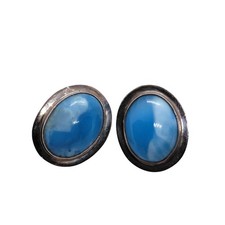 Larimar sterling pierced earrings stud