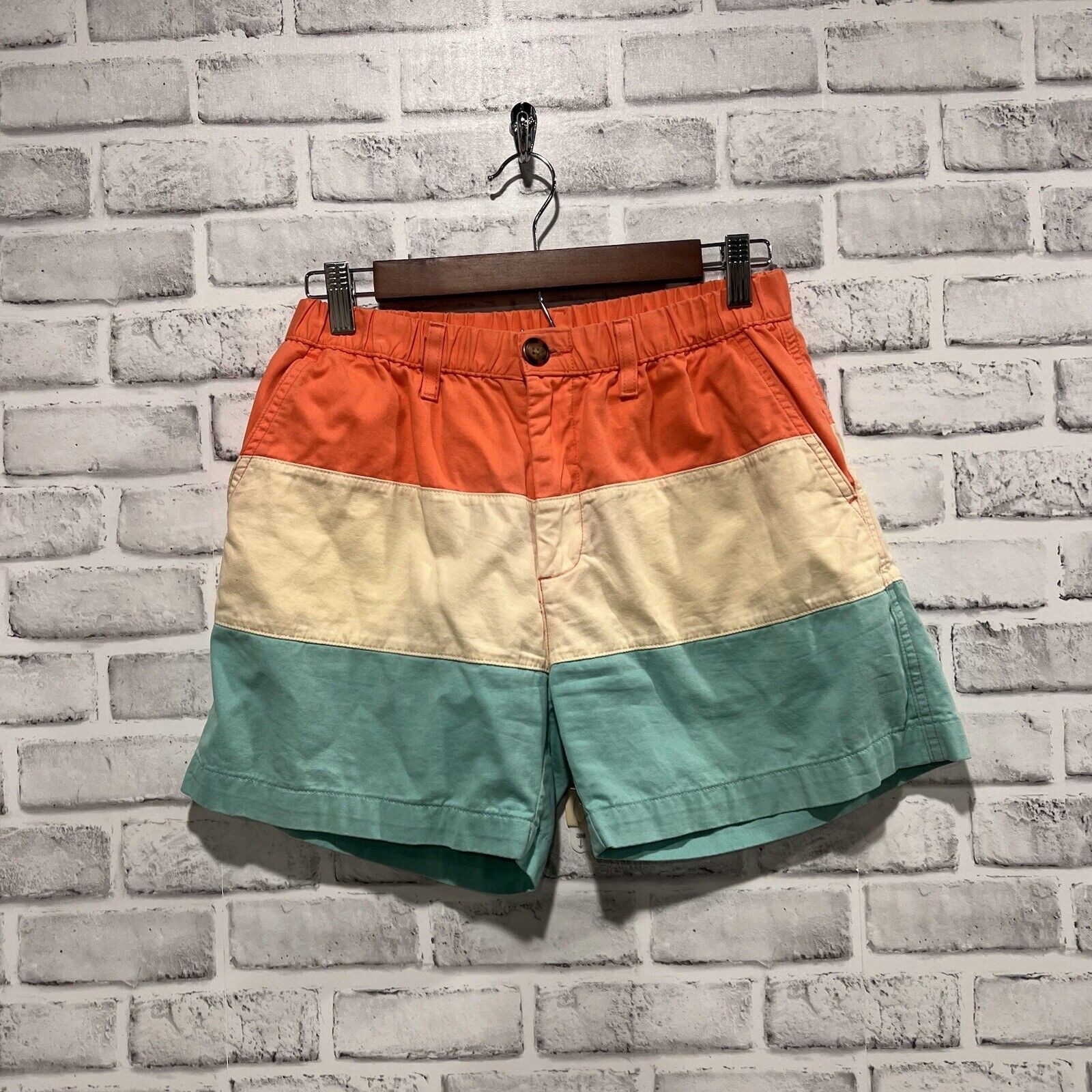 Chubbies Elastic Drawstring Orange White Blue USA… - image 1