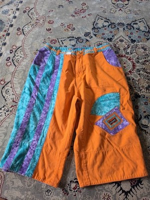 VTG 80s/90s Major Damage Brand Shorts Size Large 33-35, Patches Hip Hop Skater