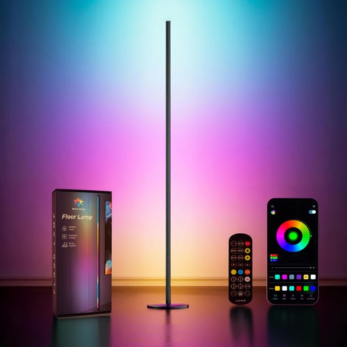 Smart RGBIC Corner Floor Lamp with App & Remote Control, Music Sync LED Ambie...