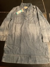 Madewell Long Sleeve Popover Mini Dress Denim NWT Size Small S MSRP $138