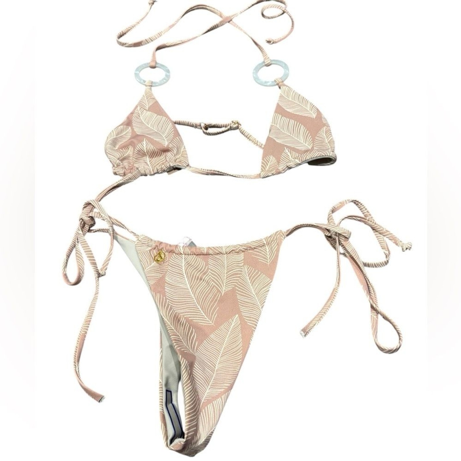 Axil swim Leaf Print Bikini Set string bikini two piece swimsuit nwot small