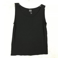 Eileen Fisher Womens Tank 100 Silk Black Scoop Neck Sleeveless Petite PS