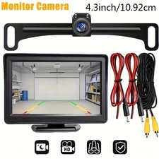 Car Rear View Camera Kit 4.3" Monitor with License Plate Camera Backup Reverse