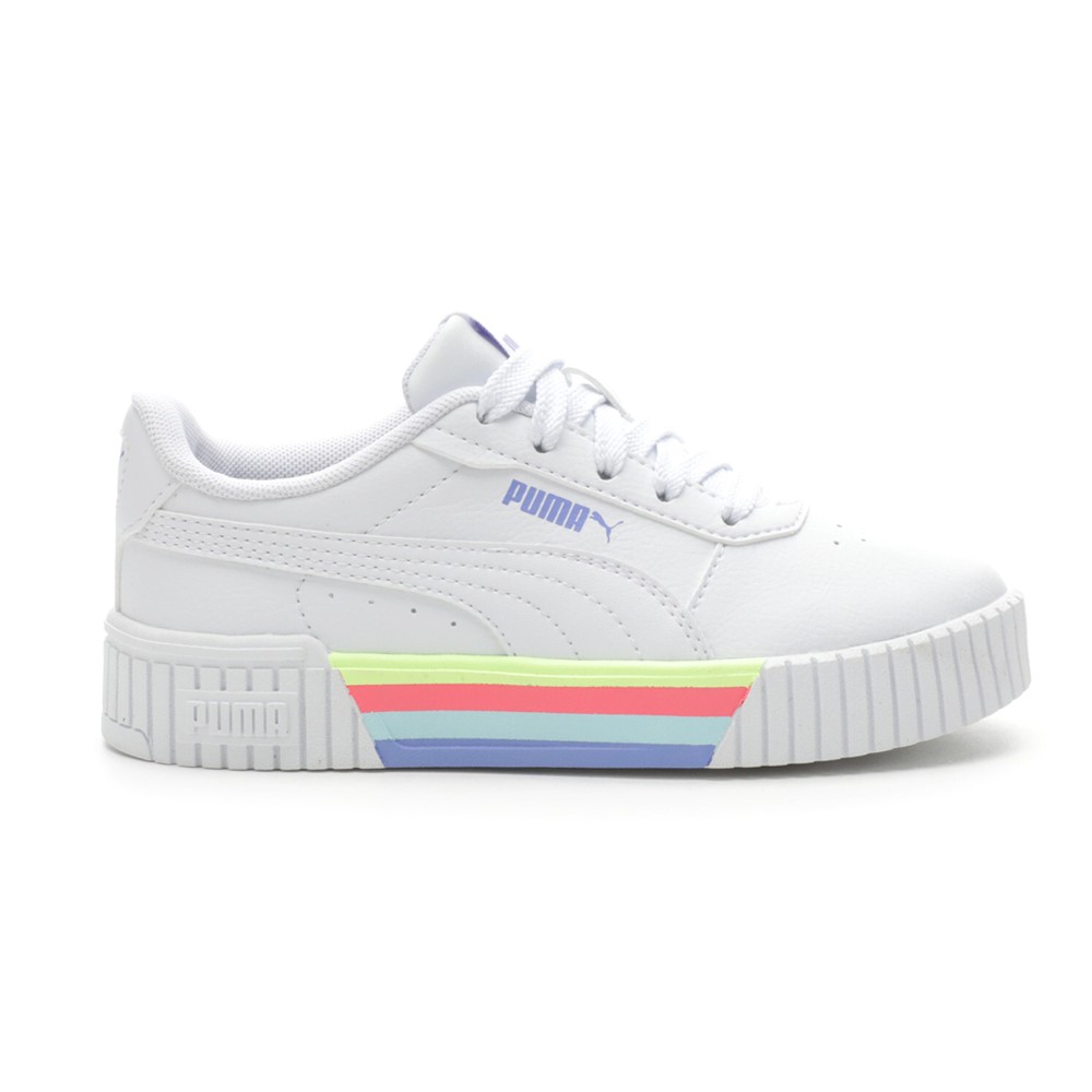 PUMA Carina 2.0 Stripes Lace Up  Toddler Girls White Sneakers Casual Shoes 38957