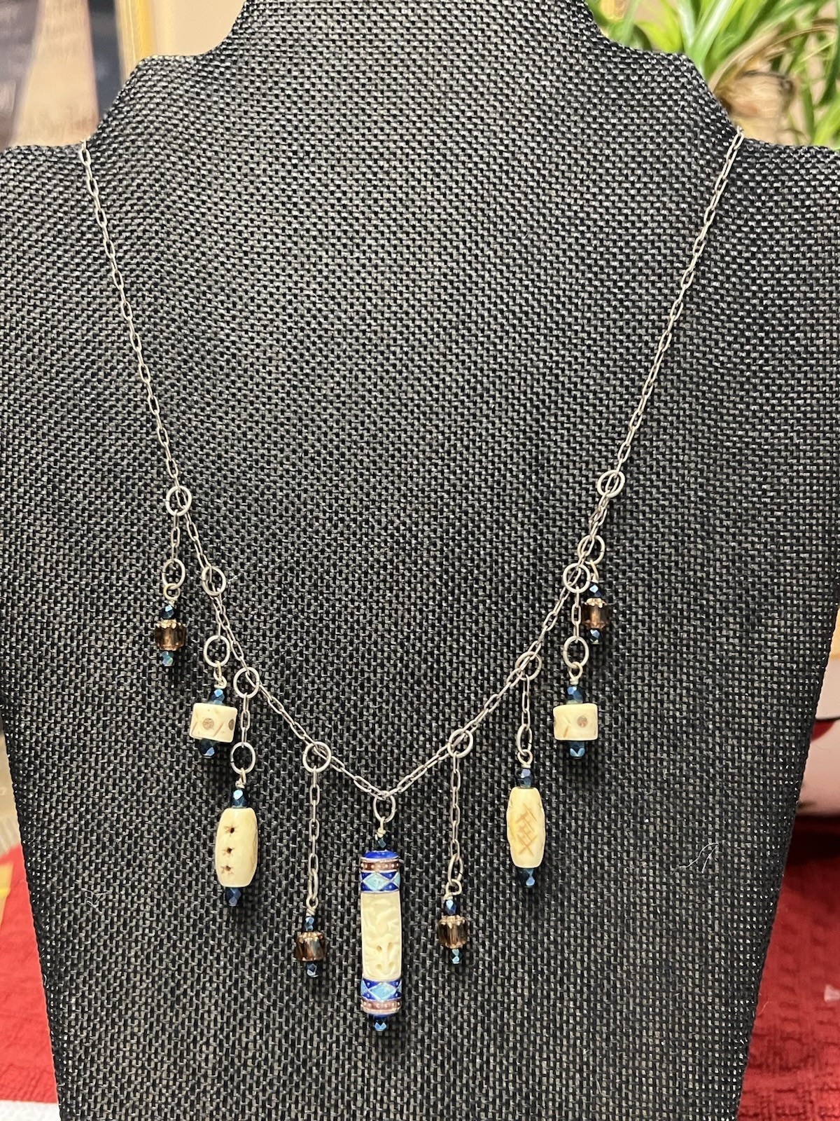 NATIVE VINTAGE BEAUTIFULLY DRAMATIC BONE Cloisonn… - image 2