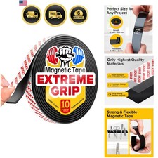 Super Sticky Magnetic Tape 10 feet x 1/2 inch - Stong Magnet Strip with Adhes...