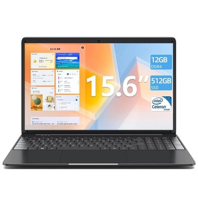 SGIN Laptop 15,6 Zoll Laptops 12GB RAM 512GB SSD FHD IPS 2.4/5G WiFi BT5.0 USB