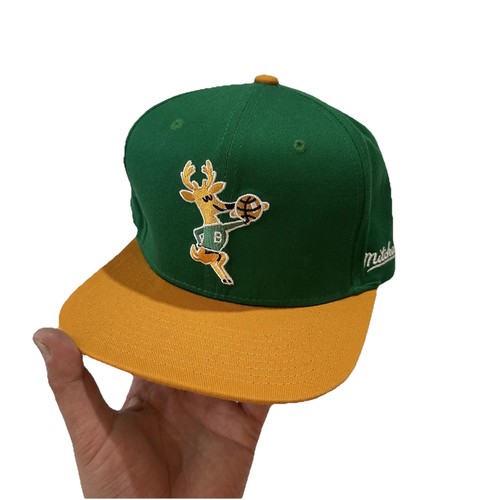 Milwaukee Bucks neu Mitchell & Ness Back in Action grün braun Snapback Mütze Kappe - Bild 1 von 6