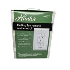 Hunter Ceiling Fan Remote Wall Control Dimming Feature White Model 99771