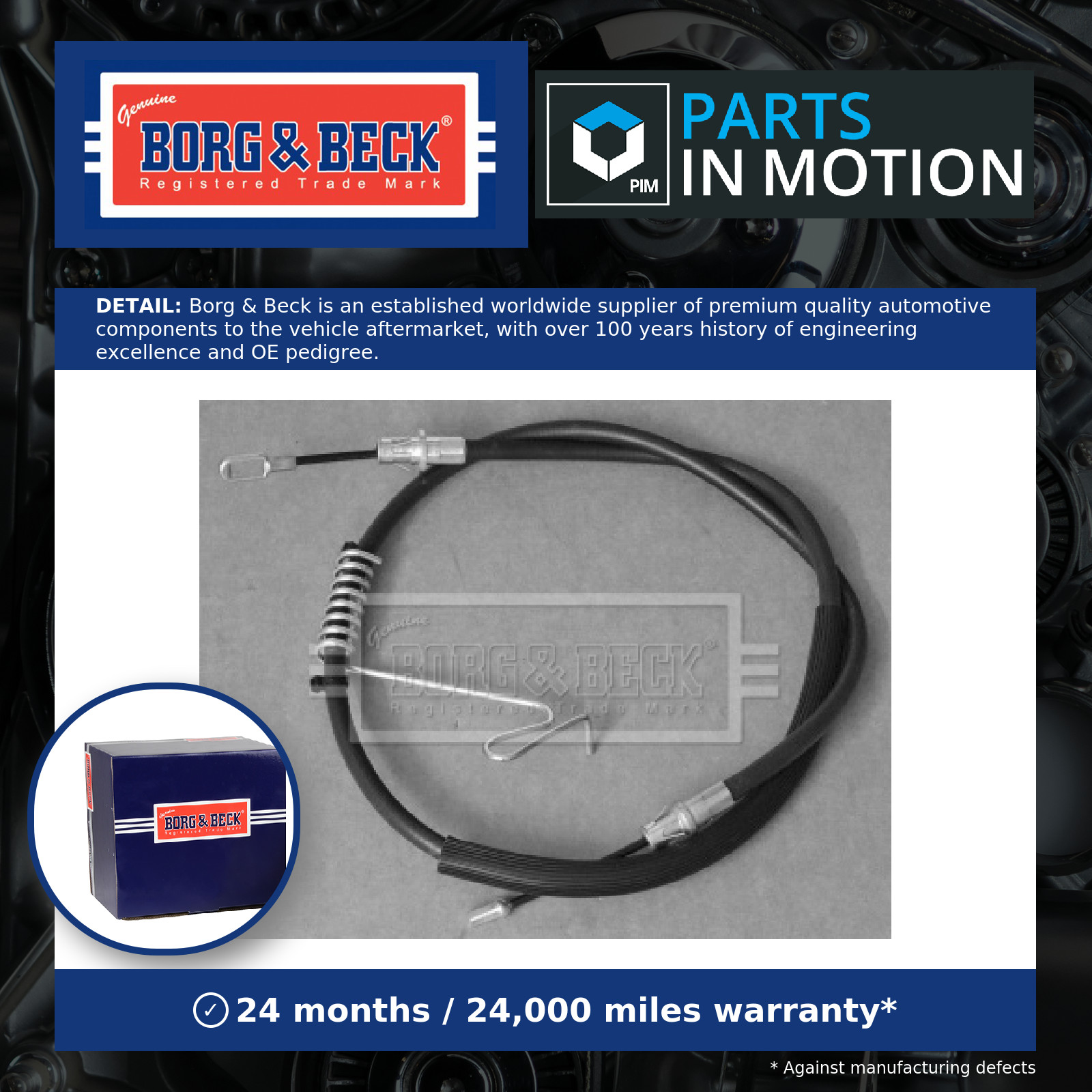 Handbrake Cable Rear Right BKB3449 Borg & Beck Hand Brake Parking 1388277 New