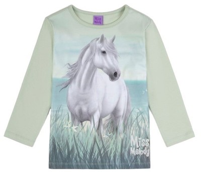 Miss Melody Langarmshirt weißes Pferd in Dünen Sea Foam