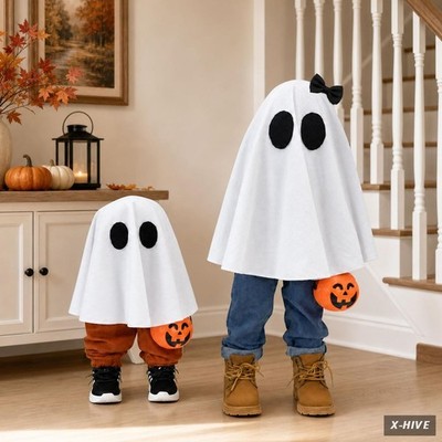 Halloween Decorations - 2 Pack Cute Standing Ghosts with Pumpkin Buckets - Scary