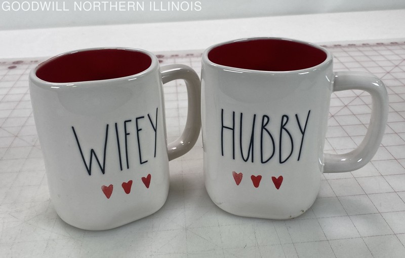 Rae Dunn Artisan Collection Wifey & Hubby Coffee Mugs