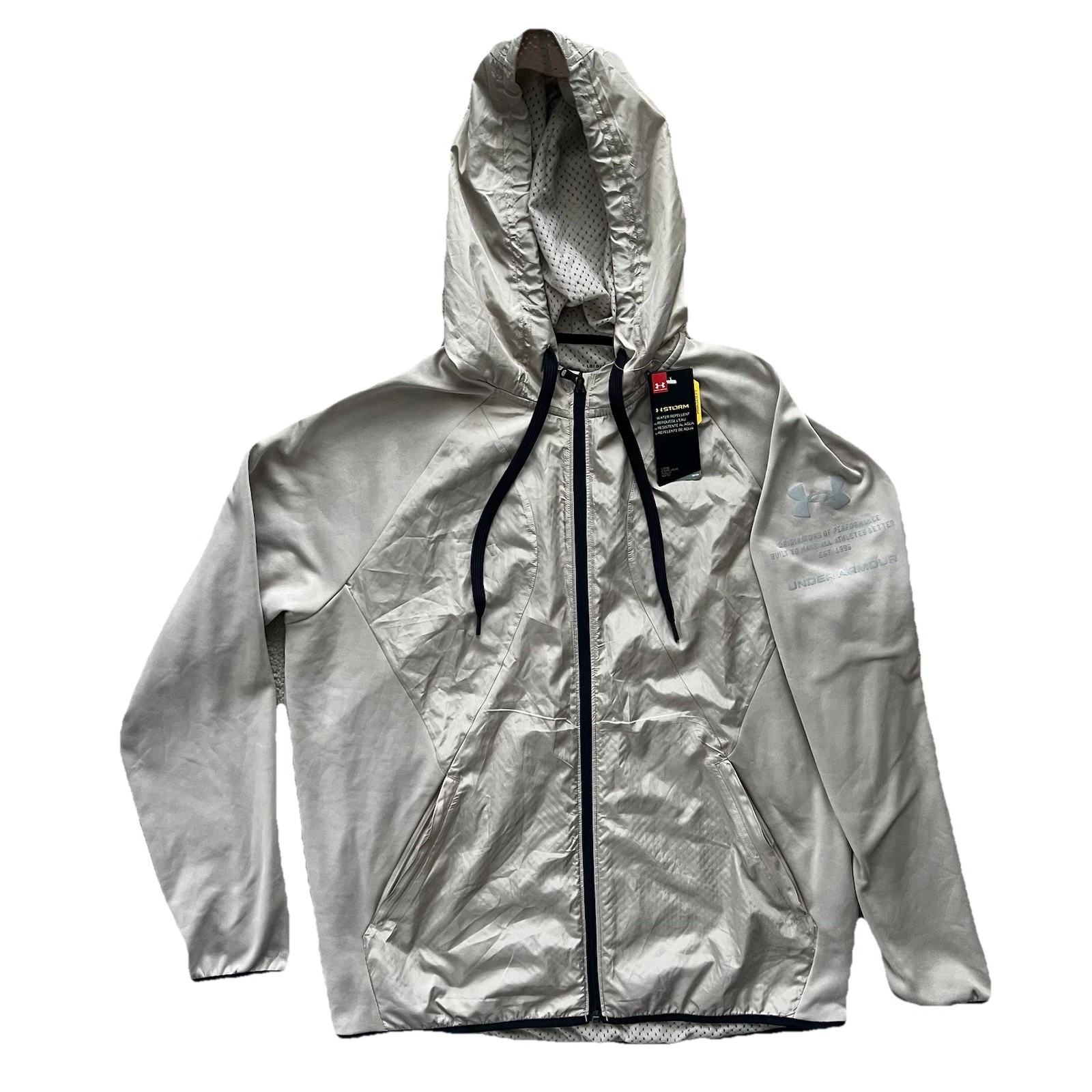 Under Armour Storm ColdGear Sample Jacket Hooded Windbreaker Large NWT Gray