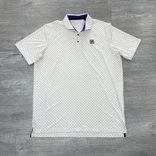 Greyson Shirt Men’s XL White Blue Golf Polo Geometric Stretch Performance
