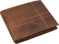 CAZORO Large Bifold Double ID Window Wallet RFID blocking Vintage Leather...