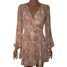 Forever 21 Paisley Print Long Sleeve Wrap Mini Dress Women's Size Small