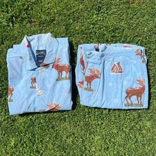 Y2K Nick Nora Chocolate Moose Whipped Cream Cotton Pajama Set HTF Blue Tag Med
