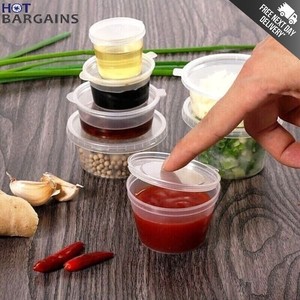 Ollas redondas para salsa con tapas con bisagras 1 oz 2 oz 4 oz 6 oz ollas para condimentos
