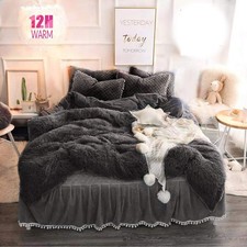 MUKKA 3pc Luxury Plush Shaggy Duvet Cover Set King 1 Faux Fur Duvet Cover  ...