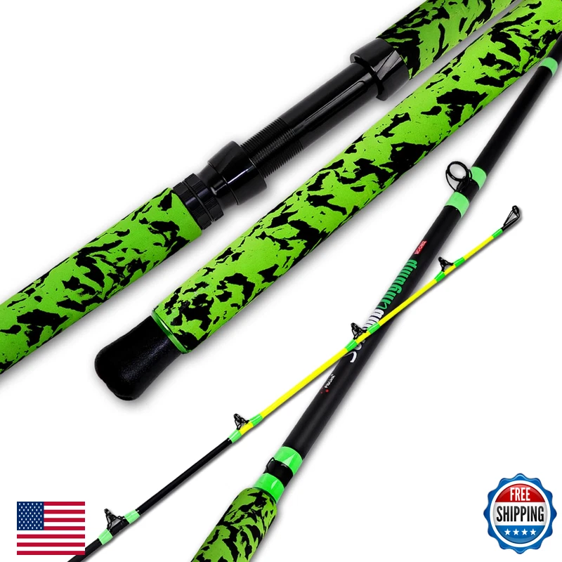 Fiblink Catfish Fishing Rods 10 Green Catfish Rod 2 Piece Portable Travel