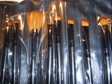 32 Peces Makeup Brush Set Kit Makeup Brushes Black Leather Case NEW