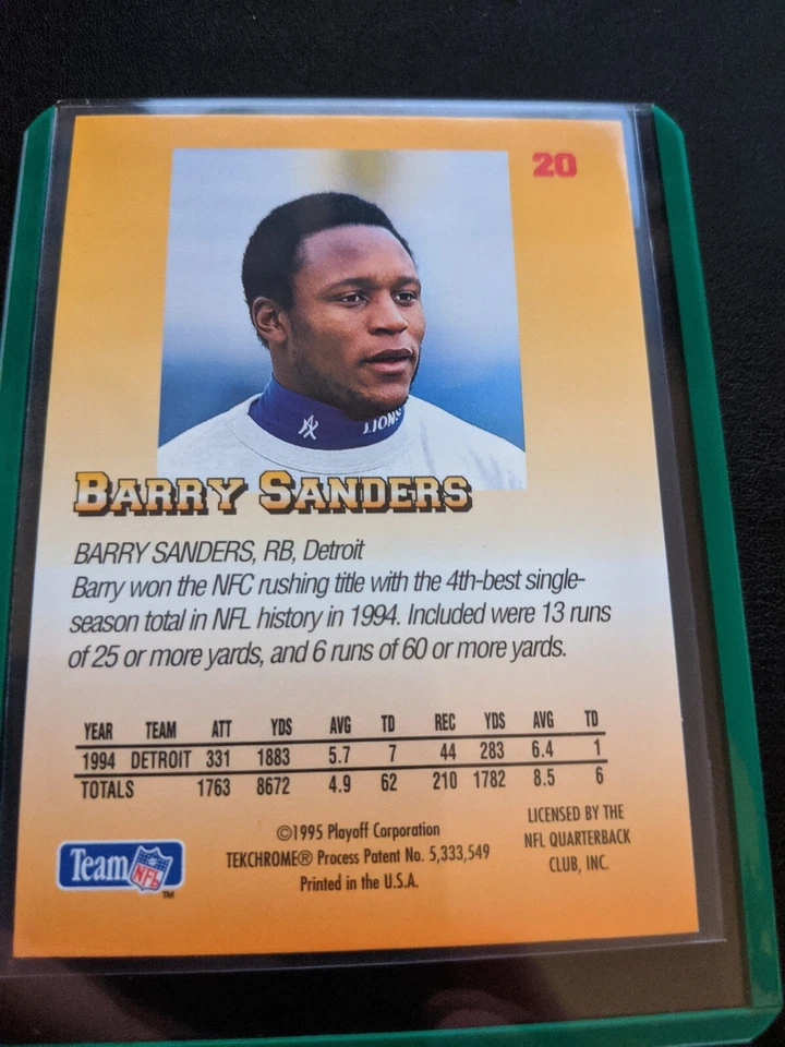 1995 PLAYOFF PRIME #20 BARRY SANDERS - LIONS HOF Silver Foil - Image 2 of 2
