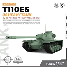 SSMODEL SS87530 1/87 HO Scale Railway Military Model Kit US T110E5 Heavy Tank