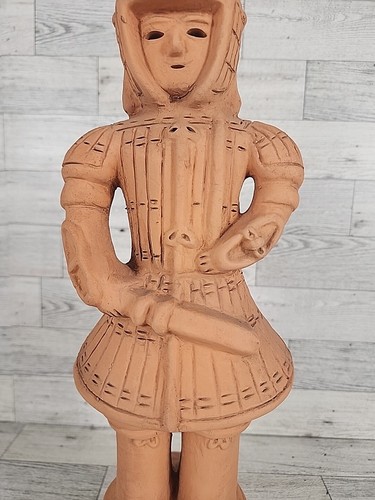 Japanese DOGU Clay Terracotta Kabuto Warrior Haniwa Statue 15" Garden Figure - Picture 3 of 10