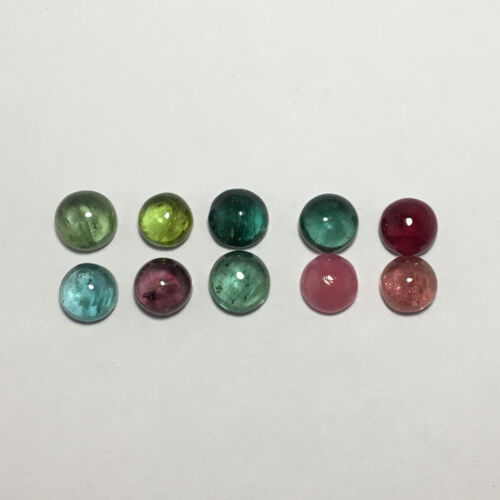 Beautiful multi color tourmaline cabochon gemstone 10 pieces round 13.75 carat - Picture 2 of 4