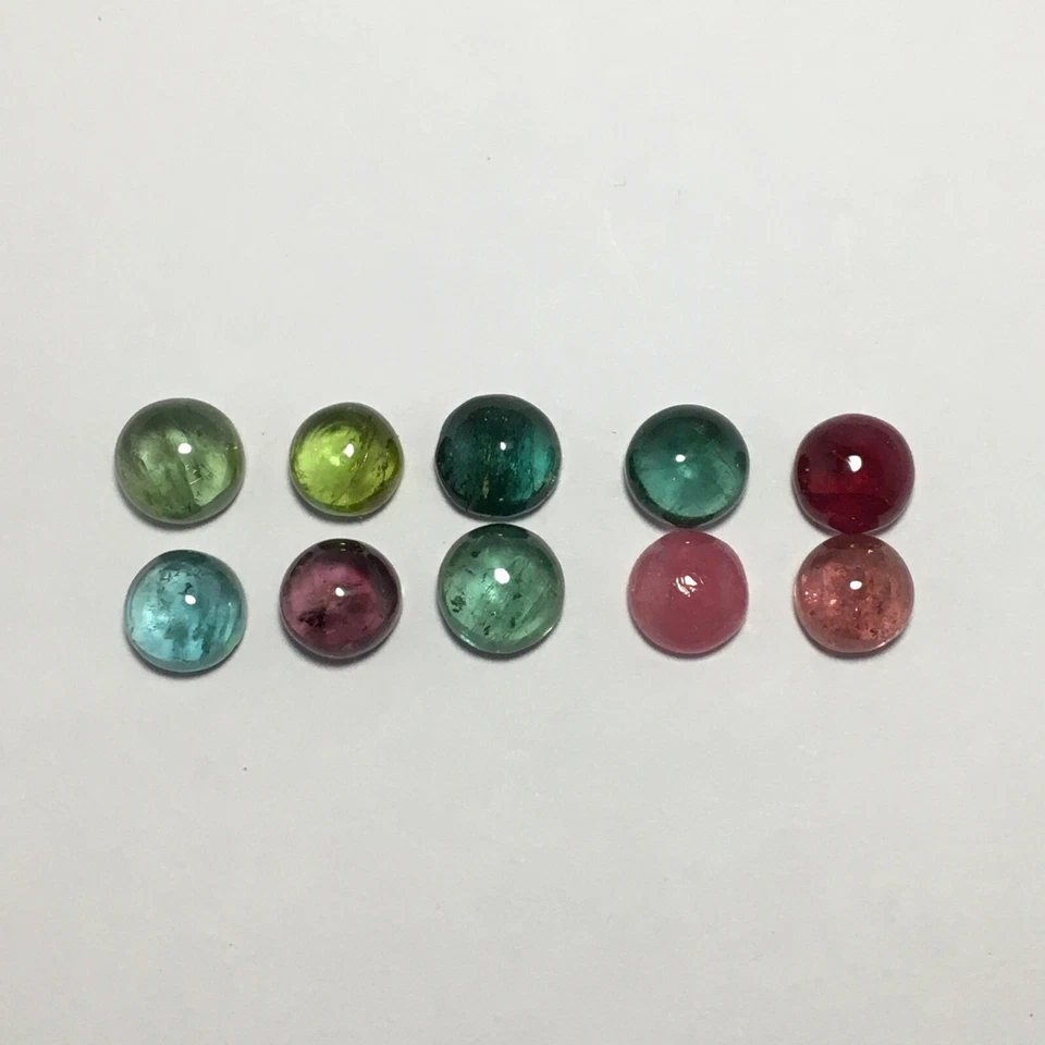 Beautiful multi color tourmaline cabochon gemstone 10 pieces round 13.75 carat - Image 2 of 4