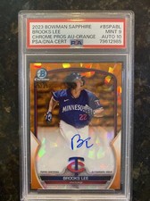 2023 Bowman Sapphire Brooks Lee Chrome Prospect Orange Auto /25 PSA MINT 9/10!